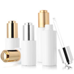 PET White Bottle with Metalized Push-button Pipette Cap